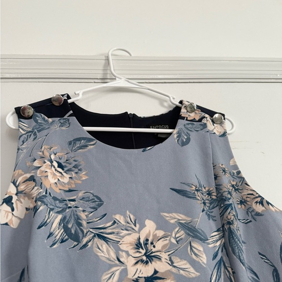Enfocus Studio Blue & Cream Floral Midi Dress - Picture 2 of 6